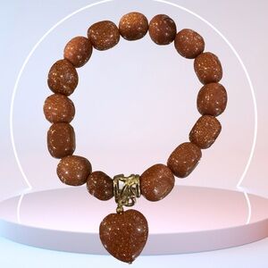 Goldstone Heart Charm Bracelet